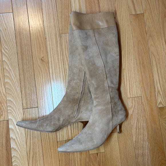 Banana Republic Tall suede & leather boots, tan, kitten heel, size 7, stunning! - Picture 6 of 16